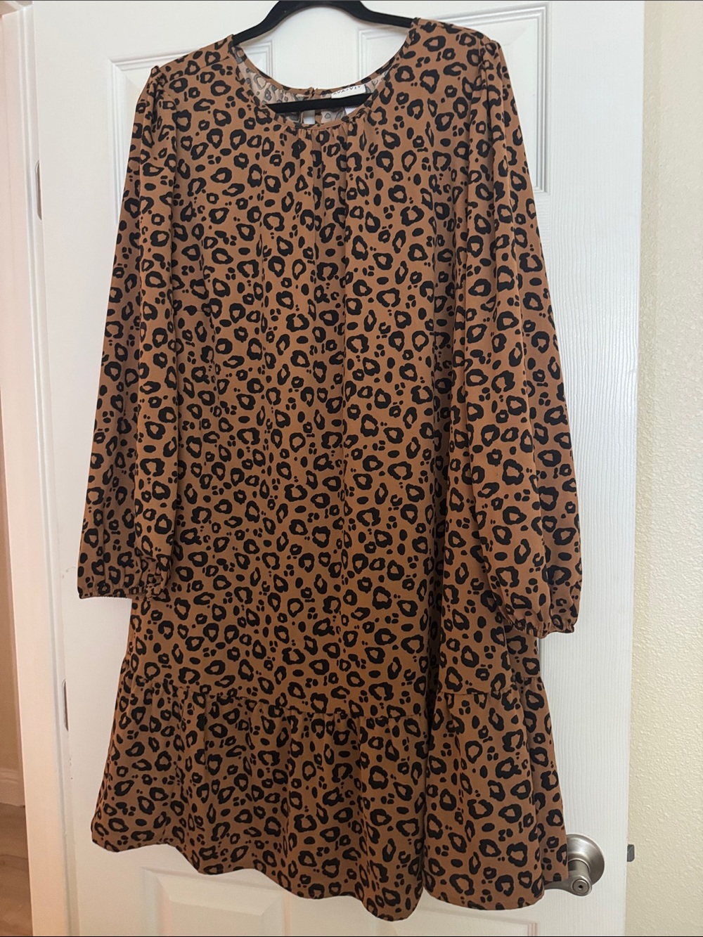Ava & Viv Brown Leopard Print Midi Dress